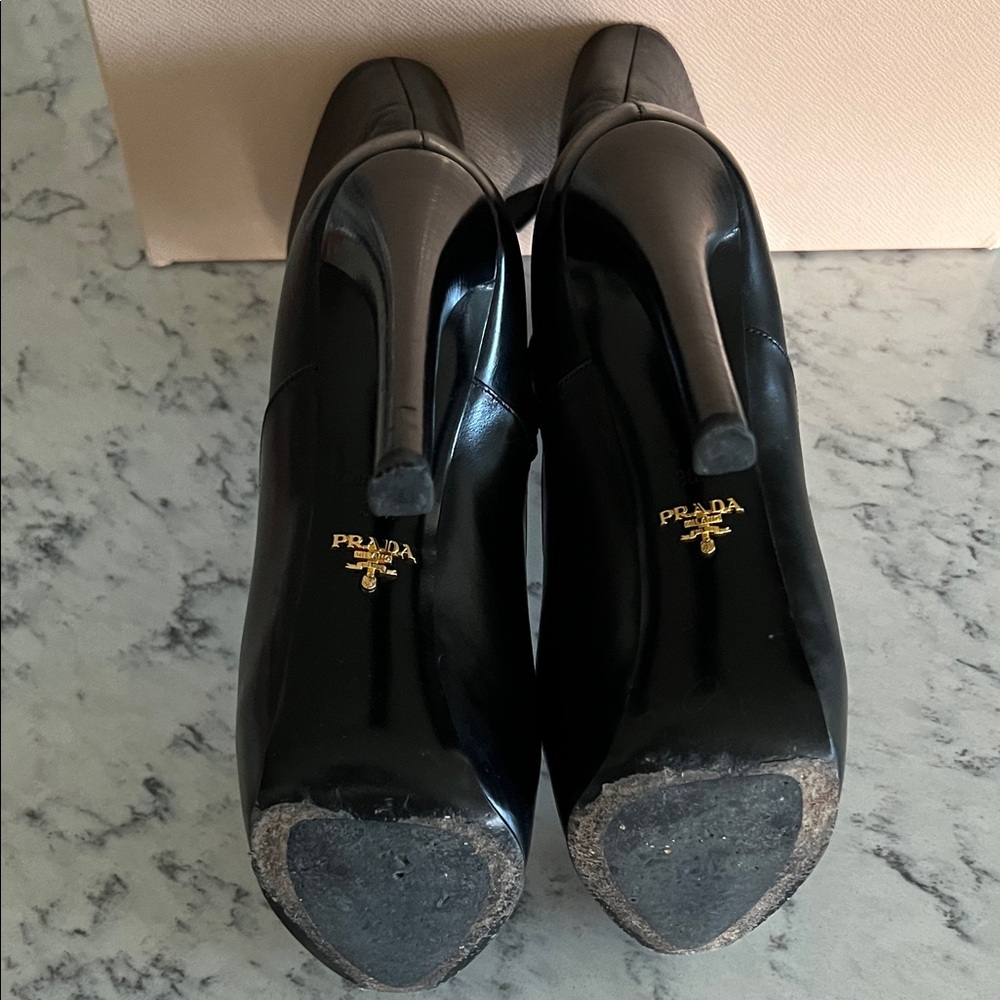 Prada Women's Sleek Black Heeled Boots - Picture 3 of 6